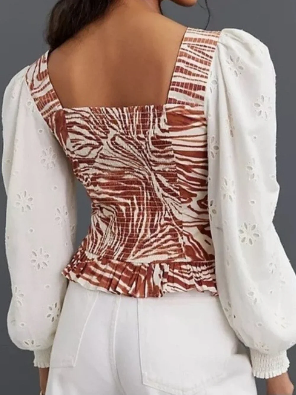 Anthropologie Love The Label Animal Print Long Sleeve Top Size Small